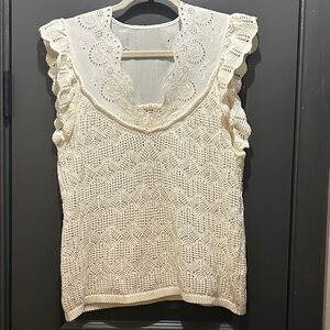 Cream Lace Sleeveless Boutique Top